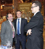 Boris Krasnov, German Gref, and Kirill Androsov at the twentieth
anniversary celebration of Troika Dialog Corp.
